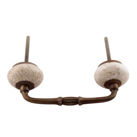 White Marble Ceramic Floral Bridge Handles 